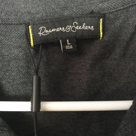 Charcoal Grey Polo Shirt Striped Collar Large NWT - Picture 3 of 4